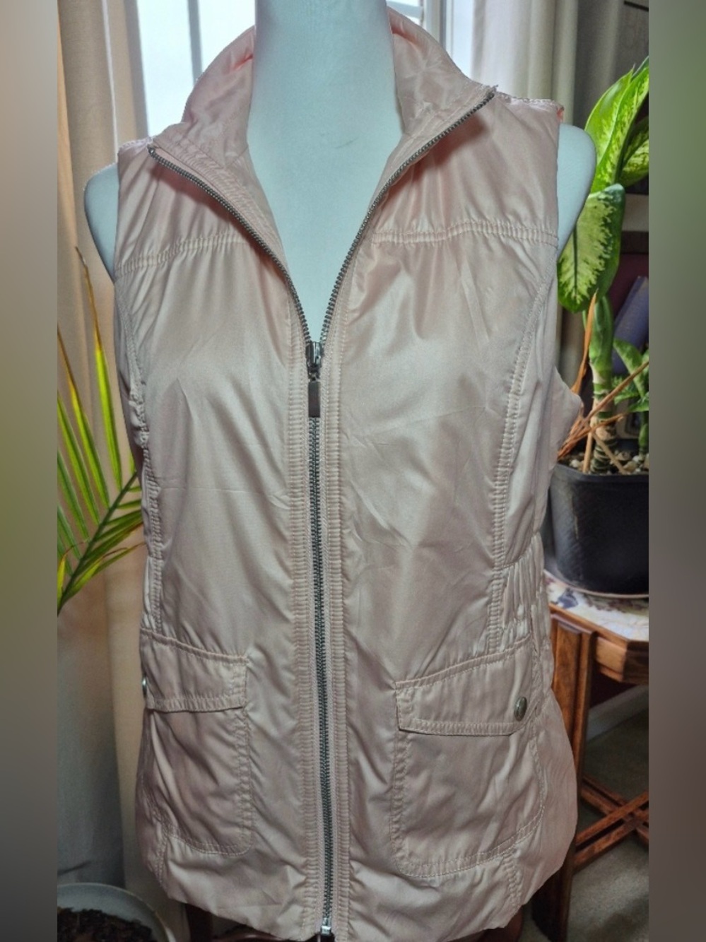 Chicos Light Pink Quilted Sleeveless Vest Jacket